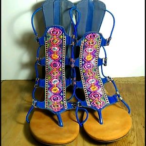 Hot Tomato Bohochic Crochet Gladiator Sandals 6M